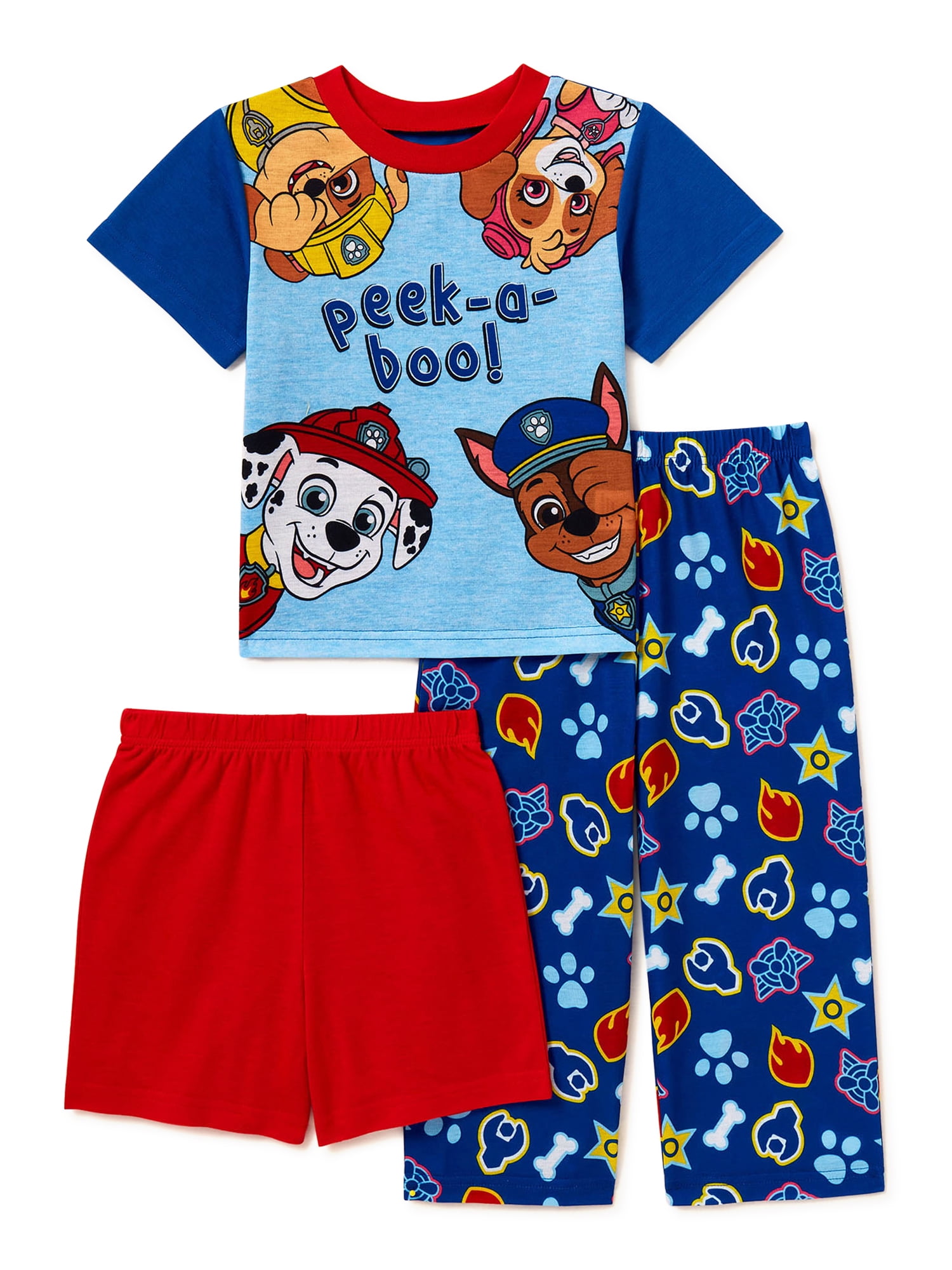 Paw Patrol Toddler Boy Cotton Knit Pajamas, 3Piece Set, Sizes 2T4T