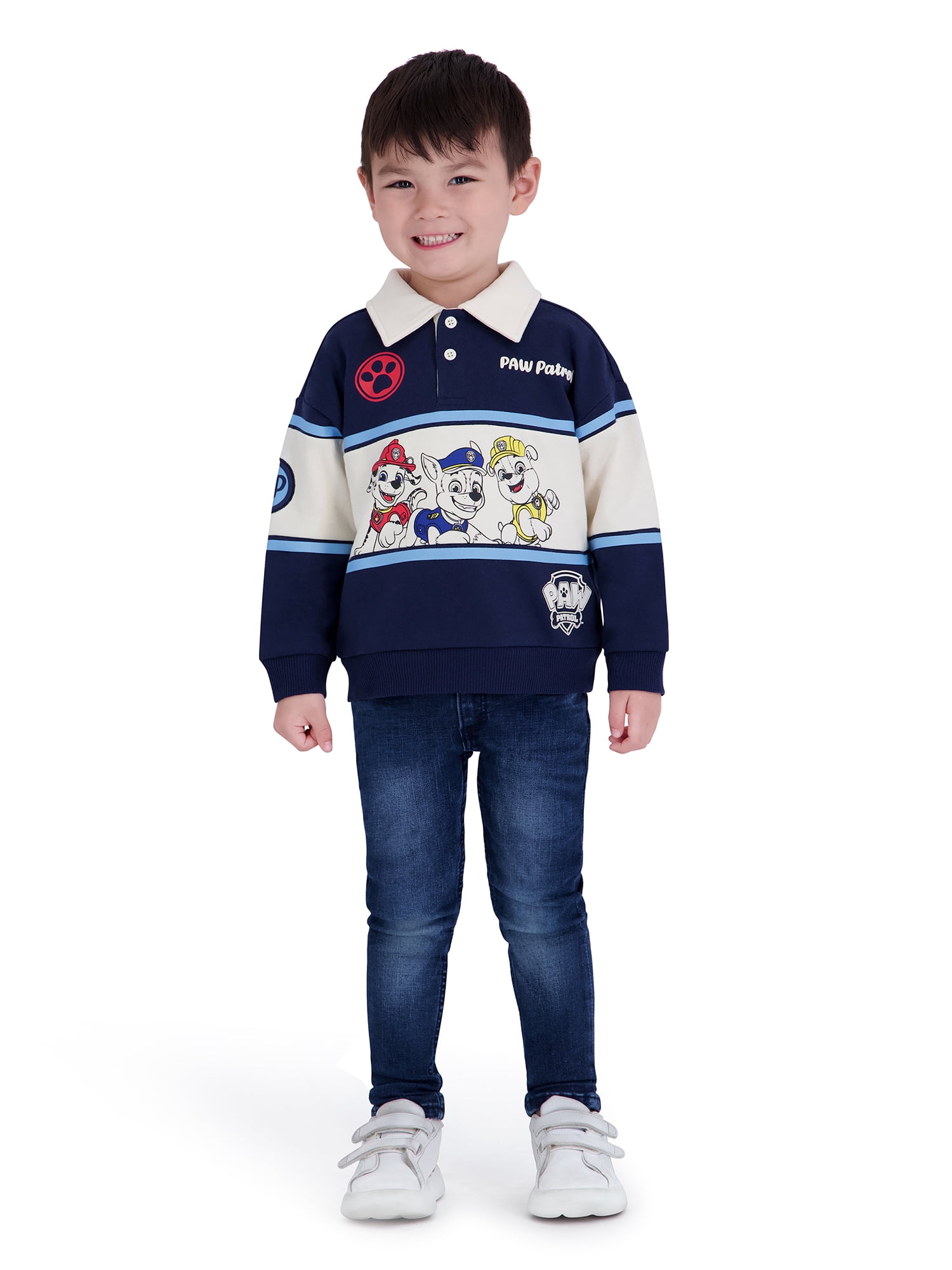 Paw Patrol Toddler Boy Long Sleeve Rugby Shirt, Sizes 12M-5T