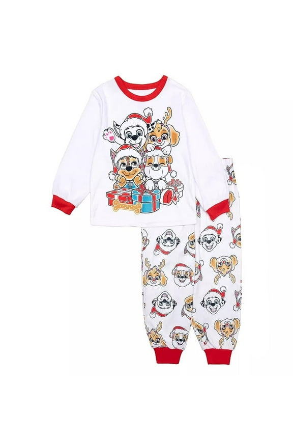 Paw Patrol Toddler Boy's Christmas Holiday Soft Velvety Polyester Pajama Set, Size 3T