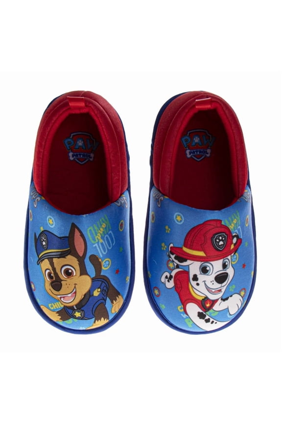 Paw Patrol Toddler Boys Chase And Marshall Slippers, Blue Red, Size: 11-12