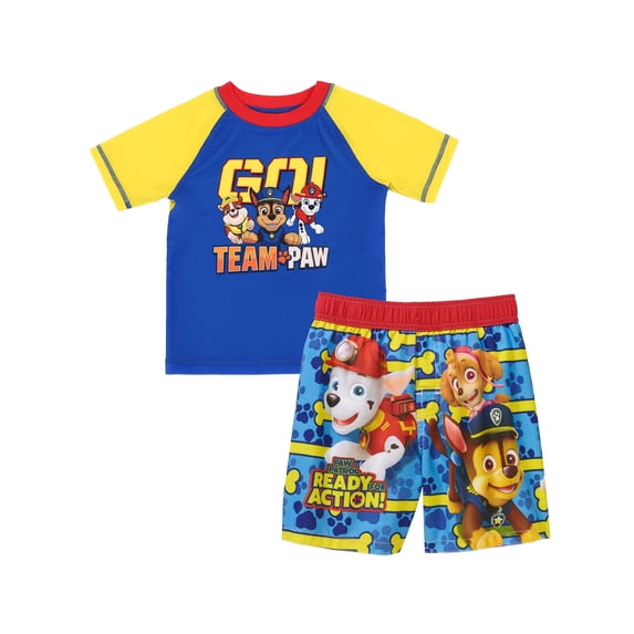 Paw Patrol Toddler Boys Rash Guard and Swim Trunks Set