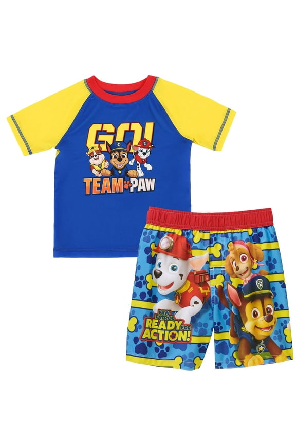 Toddler Boys' Go Team Rash Guard and Swim Trunks Set