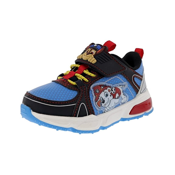 Paw Patrol Toddler Boys Hook & Loop Lighted Athletic Sneaker (Toddler/Little Kids), Black/Blue, 7 Toddler