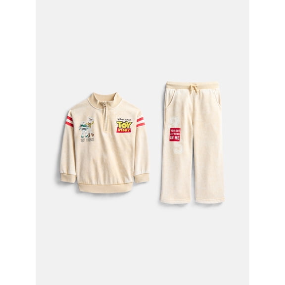 Disney Toy Story Toddler Boys Quarter Zip Pullover and Pants Set, 2 Piece, Sizes 12M-5T