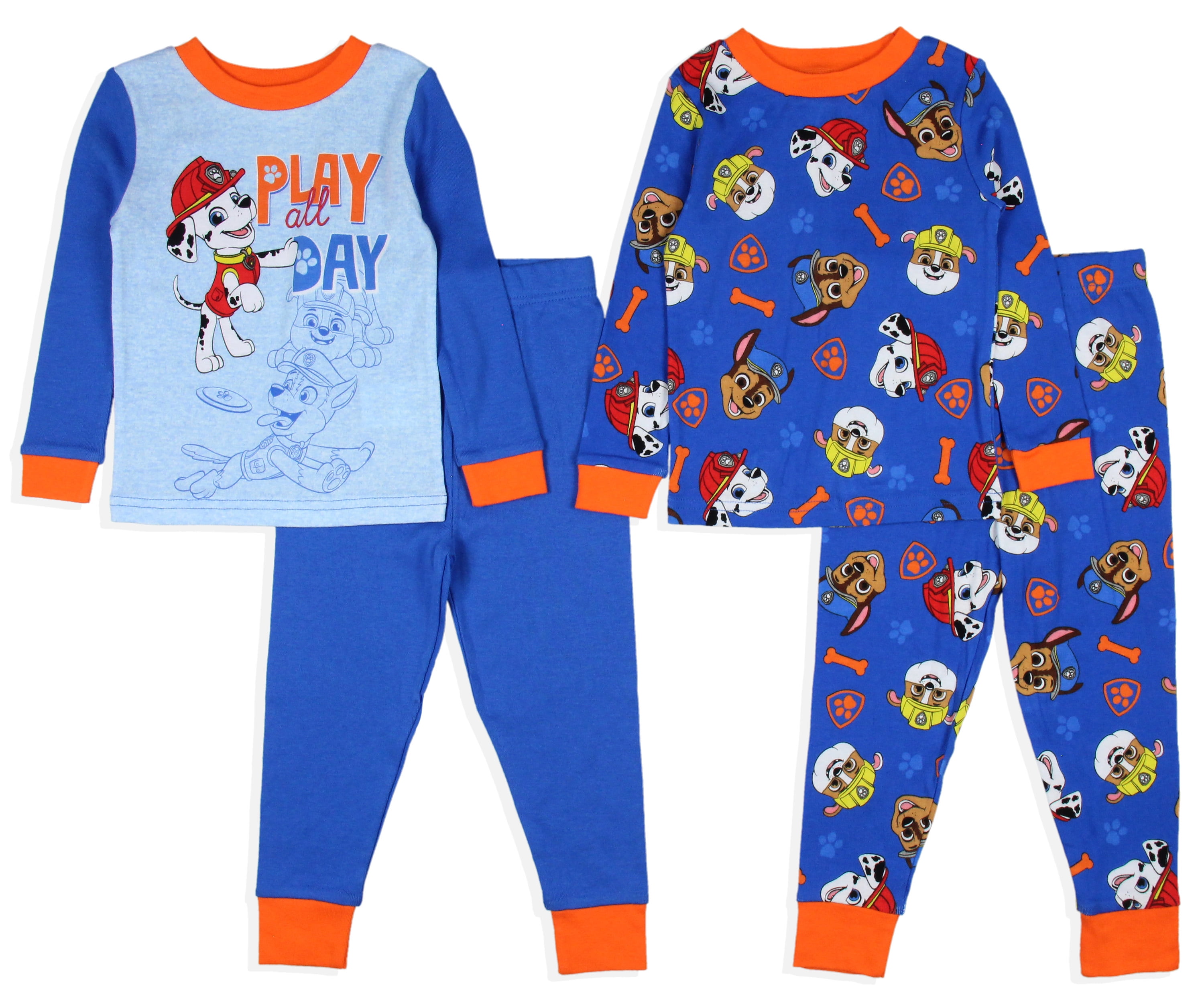 Paw Patrol Toddler Boys' Pups 4 Piece Long Sleeve Pajama Set Mix and Match (2T)