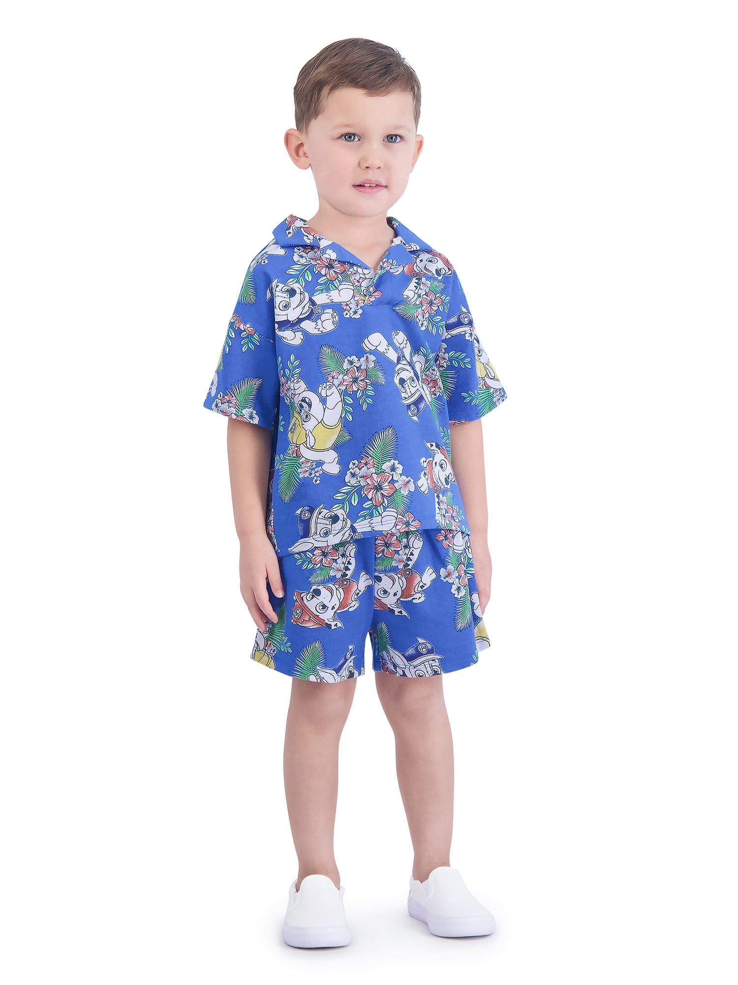 PAW Patrol 2pcs Little Boy/Girl Short-sleeve Graphic Romper and Shorts Set