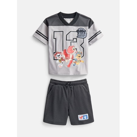 Paw Patrol Toddler Boys Short Sleeve Football Tee and Shorts Set, 2 Piece, Sizes 12M-5T