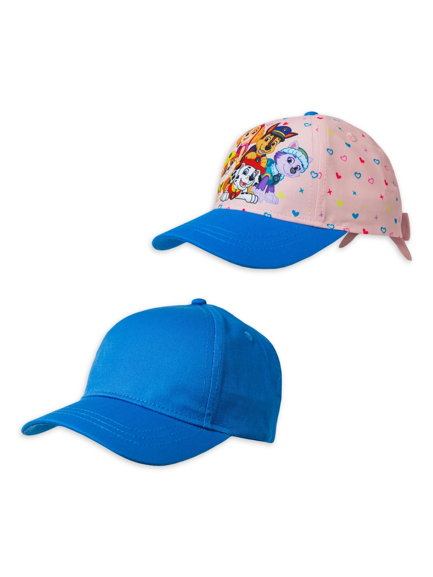 Paw Patrol Toddler Girl Baseball Cap and Solid Hat 2-Pack, Pink