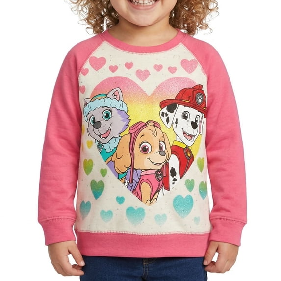 Paw Patrol Girls' Skye, Everest, and Marshall Hearts French Terry Sweatshirt by Nickelodeon