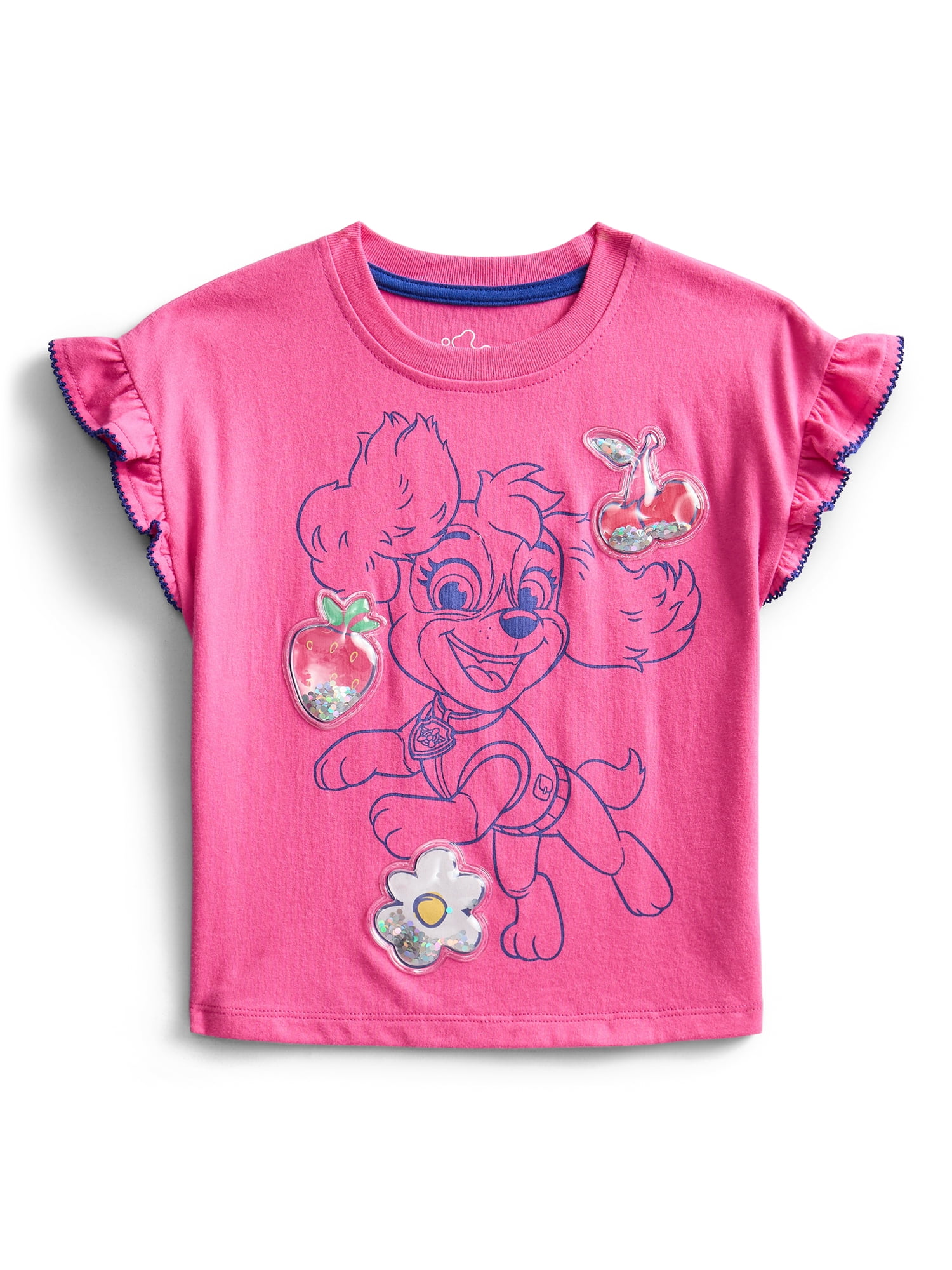 Paw Patrol Toddler Girls Ruffle Graphic Tee with Short Sleeves, Sizes 12M-5T