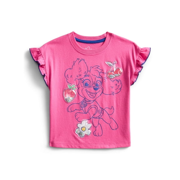 Paw Patrol Toddler Girls Ruffle Graphic Tee with Short Sleeves, Sizes 12M-5T