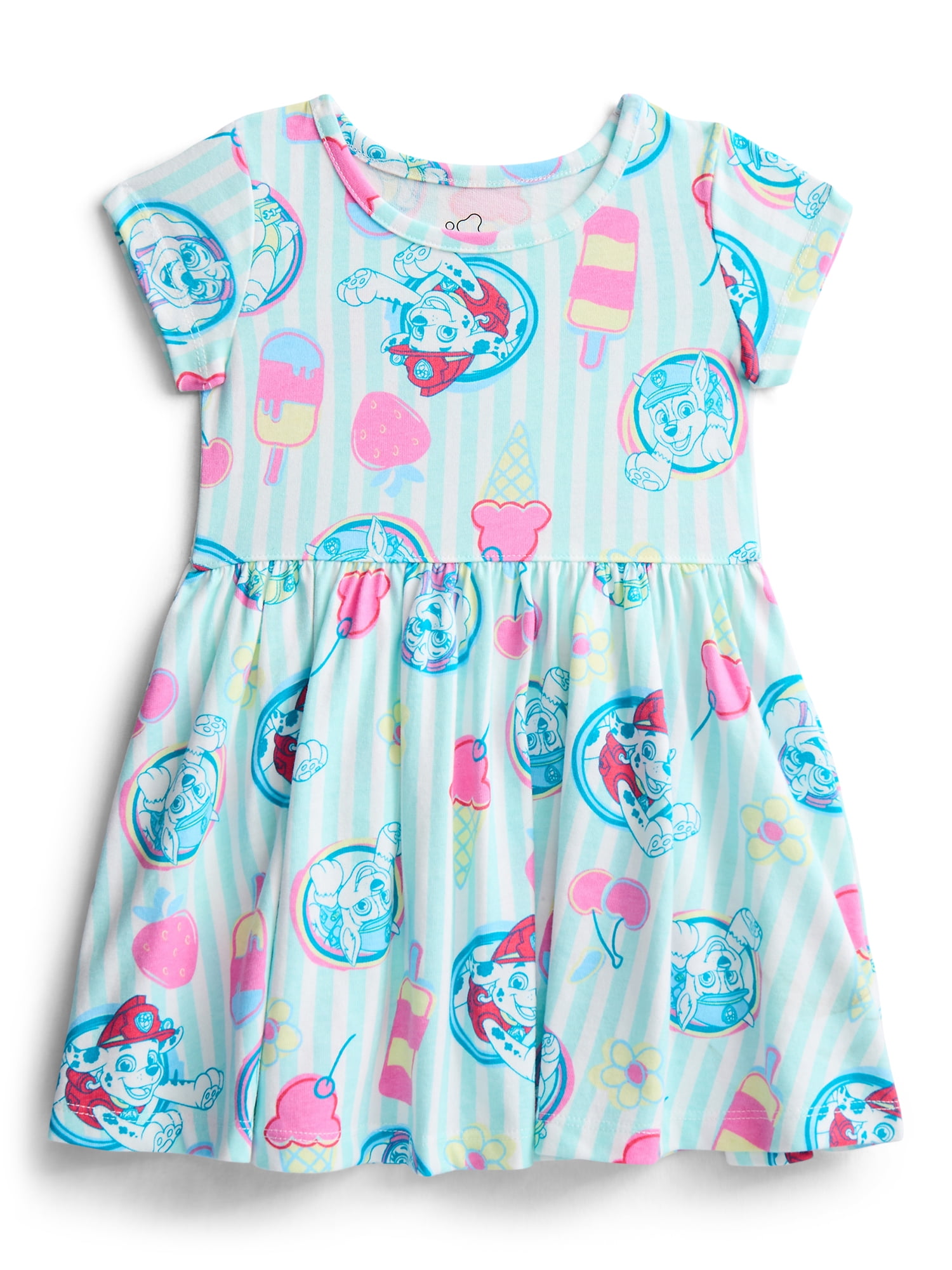 Paw Patrol Toddler Girl Allover Print Dress with Short Sleeves, Sizes ...