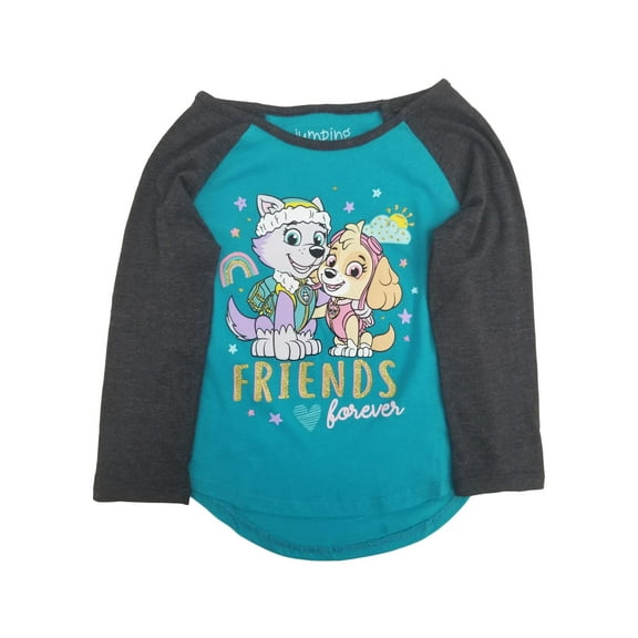 Paw Patrol Toddler Girls Blue Glitter Friends Forever T-Shirt Skye Shirt 2T