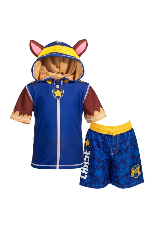 Toddler Swim Trunks Outfit Set Rash Guard, 2-piece, Blue