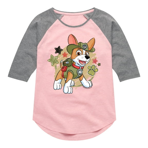 Paw Patrol - Tracker Paw Patrol - Toddler & Youth Girls Raglan Graphic T-Shirt