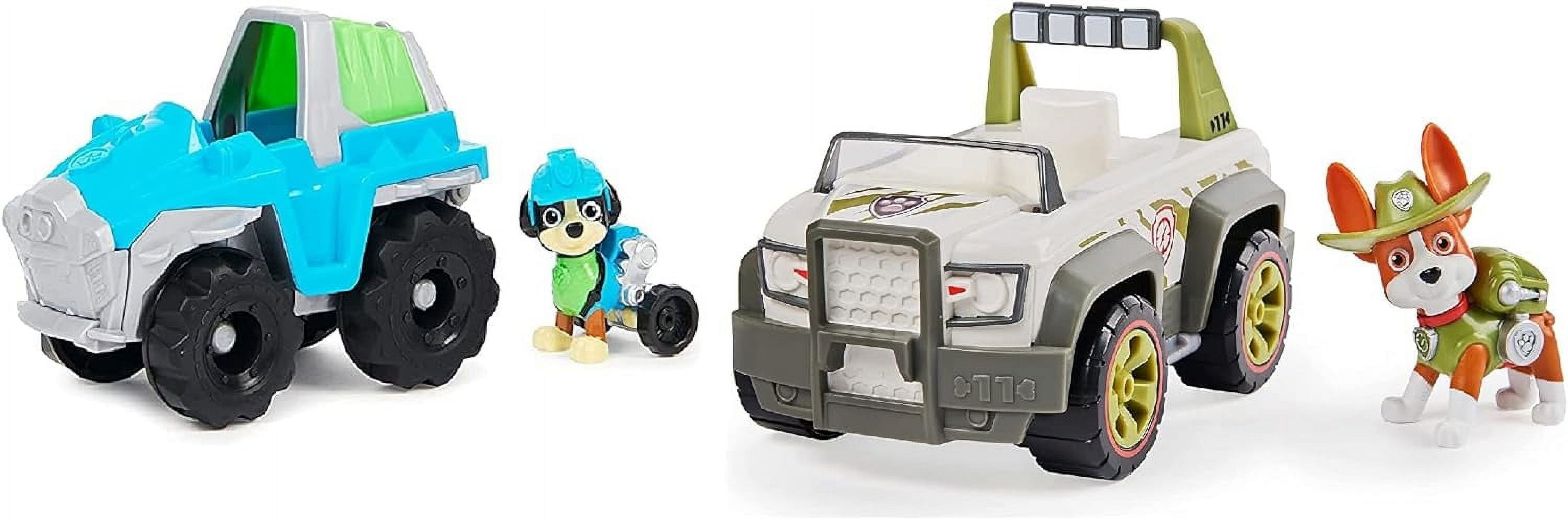 Paw Patrol, Tracker’s Jungle Cruiser & Paw Patrol, Rex’s Dinosaur Rescue Vehicle with Collectible Action Figure Bundle