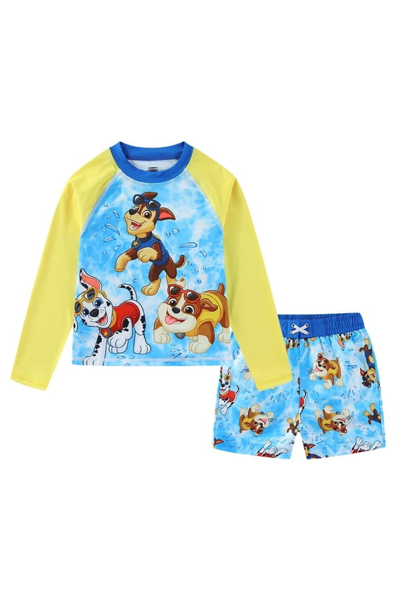 UPF 50+ Rash Guard and Swim Trunks Shorts Swimwear Set (Boys), 2 Piece Set, Sizes 2T-7