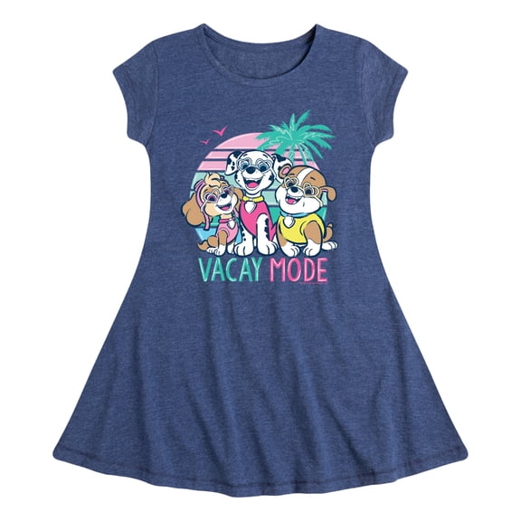 Paw Patrol - Vacay Mode - Youth Girls Fit And Flare Short Sleeve Dress
