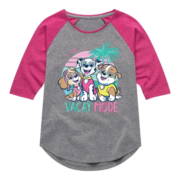 Paw Patrol - Vacay Mode - Youth Girls Shirt Tail Raglan T-Shirt