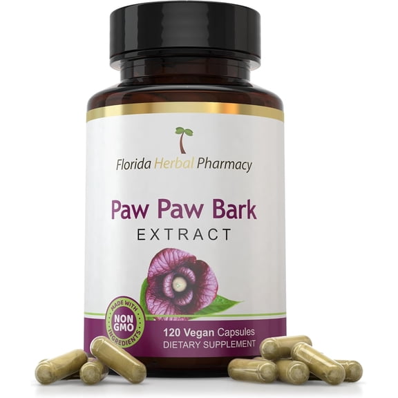 Florida Herbal Pharmacy, Paw Paw Extract Supplement Capsules 10:1 (120 Capsules) 500 mg per Capsule, 1000 mg Serving (Pack of 1)