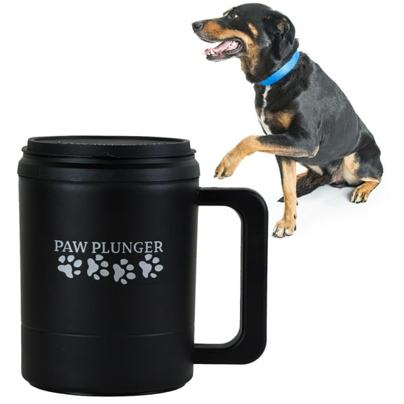 Paw Plunger – The Muddy Paw Cleaner for Dogs – Saves Carpet, Furniture, Bedding, Cars from Dirty Paw Prints – Use This Dog Paw Cleaner After Walks – Soft Bristles and Handle – Large, Black