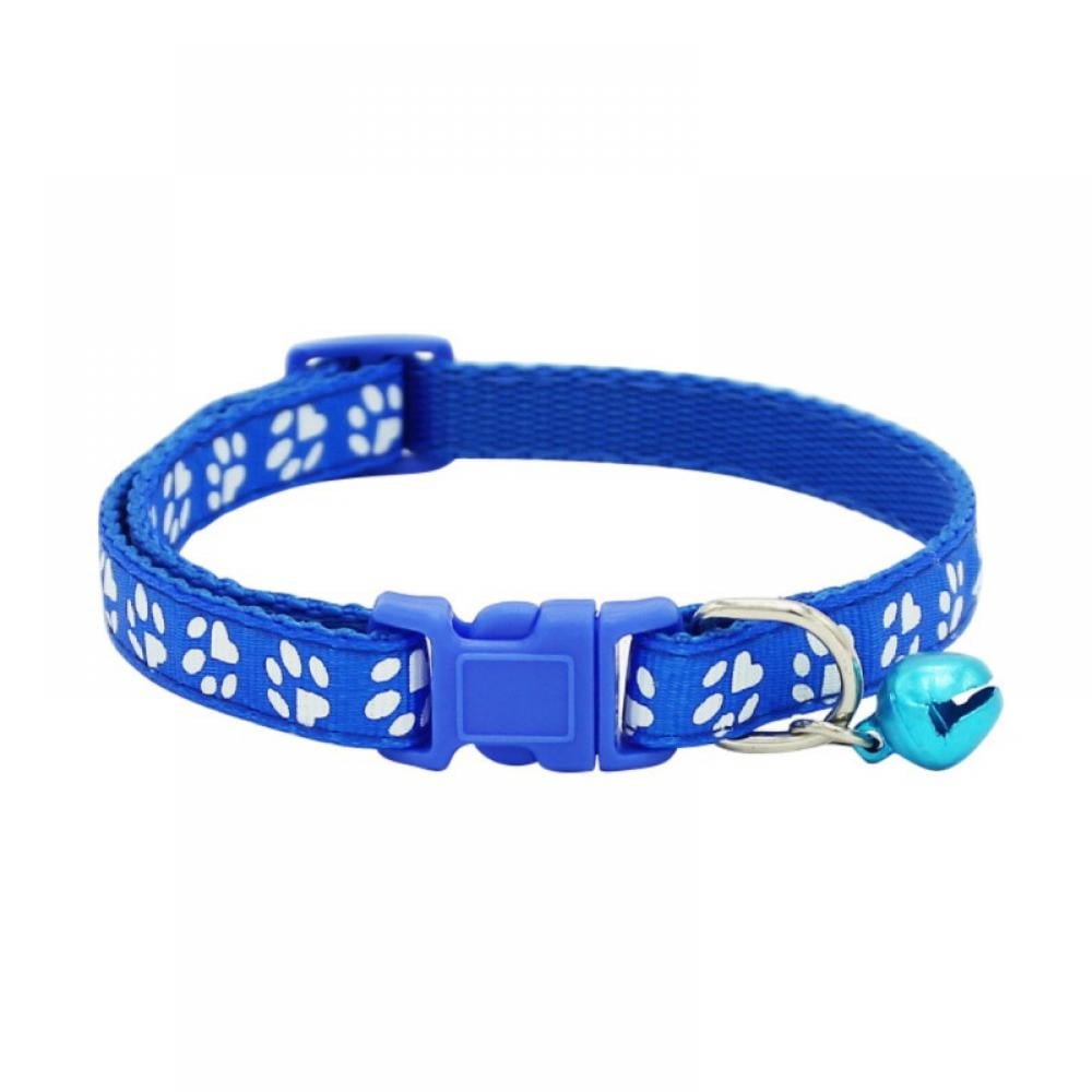View of Paw Print Adjustable Dog Collars with Bells Pet Cat Supplies - Walmart.com