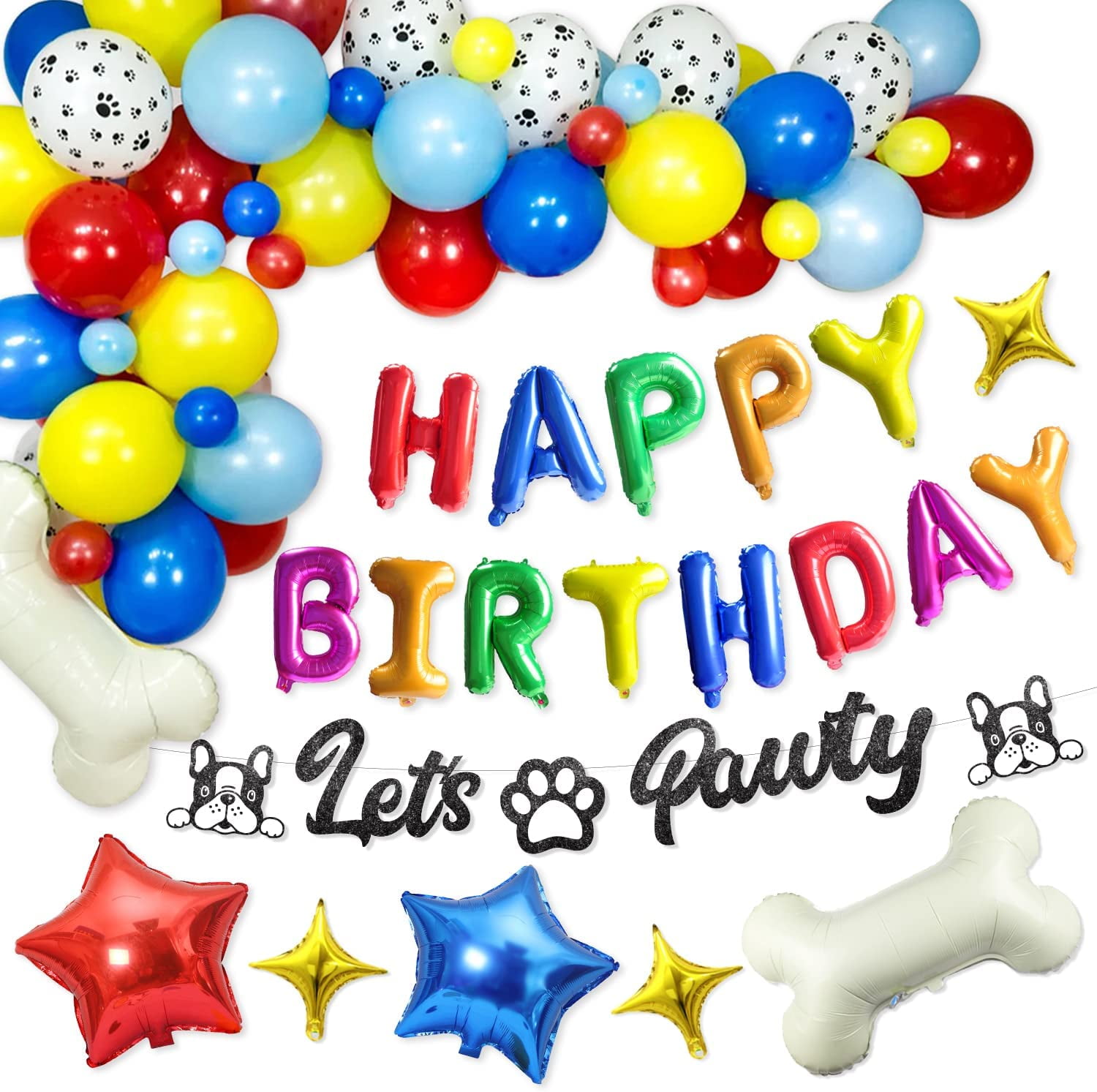 Paw Print Balloon Garland Kit Rainbow Puppy Themed Birthday