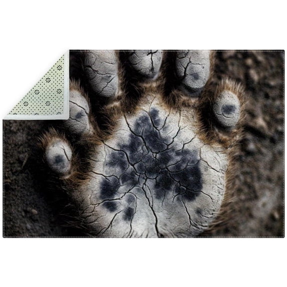 Paw Print Black Polyester Indoor Mat - Water Repellent Floor Rug for Home and Office - Durable Washable Entrance Mat with Non-Skid Backing - Easy to Clean Welcome Mat