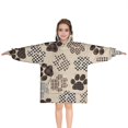thumbnail image 1 of Paw Print Blanket Hoodies for Kids 6-13YR Oversize Wearable Blanket Hoodies for Boys Girls Teens, 1 of 7