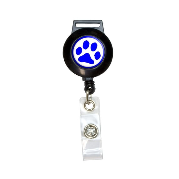 Paw Print - Blue Retractable Badge Card ID Holder