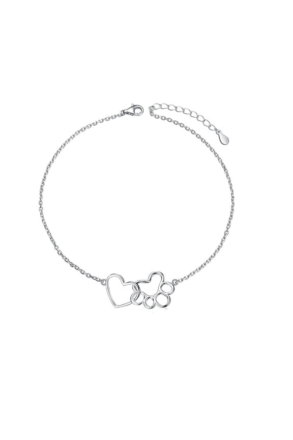 Paw Print Bracelet 925 Sterling Silver Pet Dog Cat Paw Layered Bracelet Pet Jewelry Gifts for Women