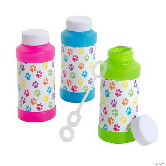 Paw Print Bubble Bottles, Birthday, Toys, 12 Pieces