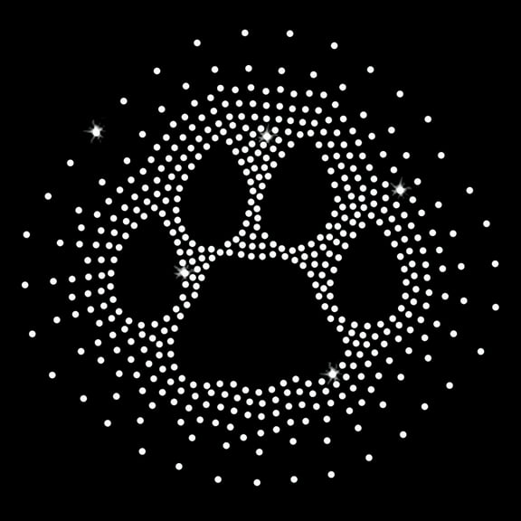Paw Print Burst Tigers Panthers Bulldogs Wildcats Iron-on Crystal Clear Rhinestone Transfer by JCS Rhinestones