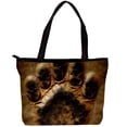 thumbnail image 1 of Paw Print Canvas Leather Mix Hand Bag Twill Sponge Jeanette 30x10.5x39cm/11.8x4.1x15.4in, 1 of 5