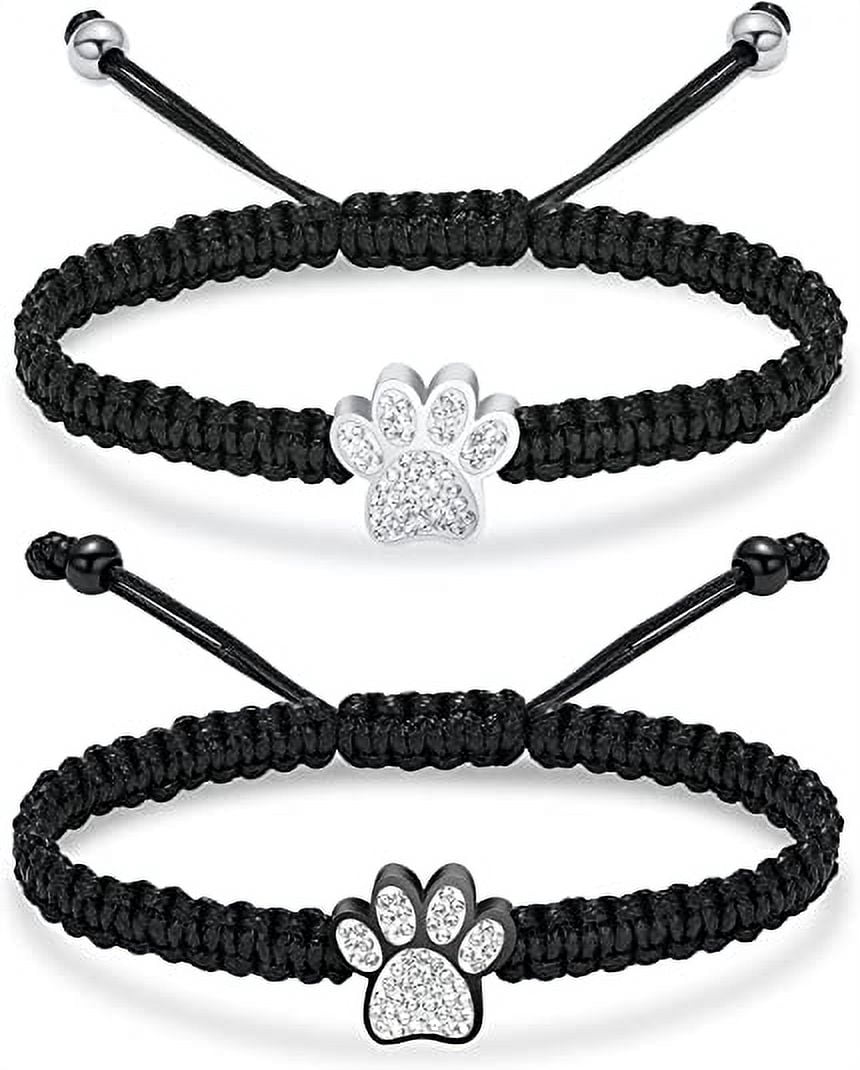 Paw Print Cremation Bracelet for Ashes Stainless Steel Urn Braided Rope ...