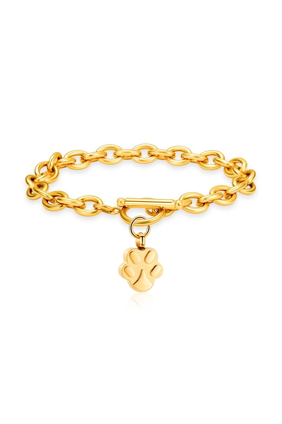 Paw Print Cremation Urns Bracelet for Ashes Urn Keepsake Bangle Jewelry for Women Men Memorial Bracelet for Dog Cat