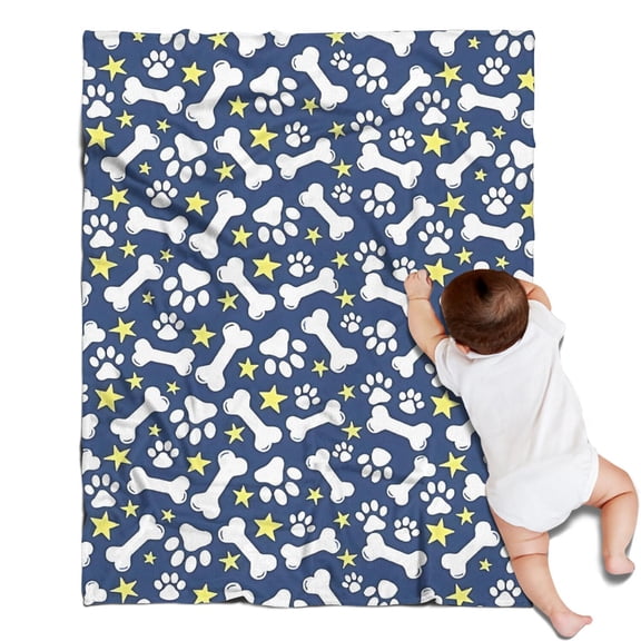 Paw Print Dog Bone Blanket,Comfortable Soft Flannel Throw Blanket,All Season,Warm Lightweight Blankets for Sofa Bed Couch Living Room Chair,30"x40"