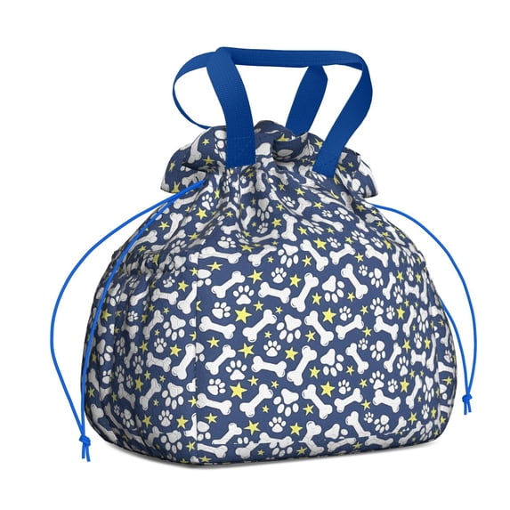 Paw Print Dog Bone Drawstring Lunch Bag Women - Drawstring Lunch Bag Insulated for Work Office - Stain-Resistant Large Lunchbags for Women with Multi-Pockets