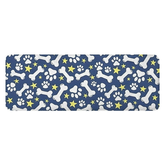 Paw Print Dog Bone Kitchen Rug Mat,Kitchen Runner Rugs Non Skid Washable,Decorative Kitchen Floor Mats for Kitchen,Sink,Laundry,17"x47.2"