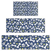 Paw Print Dog Bone Kitchen Rugs Sets Of 3,Kitchen Runner Rugs Non Skid Washable,Decorative Kitchen Floor Mats for Kitchen,Sink,Laundry,17"x30"  17"x47"   17"x59"