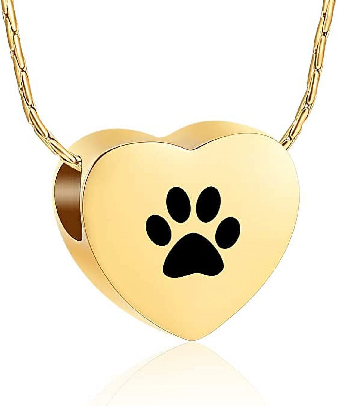 Paw Print Dog Cat Cremation Urn Necklace for Pet Ashes Stainless Steel ...