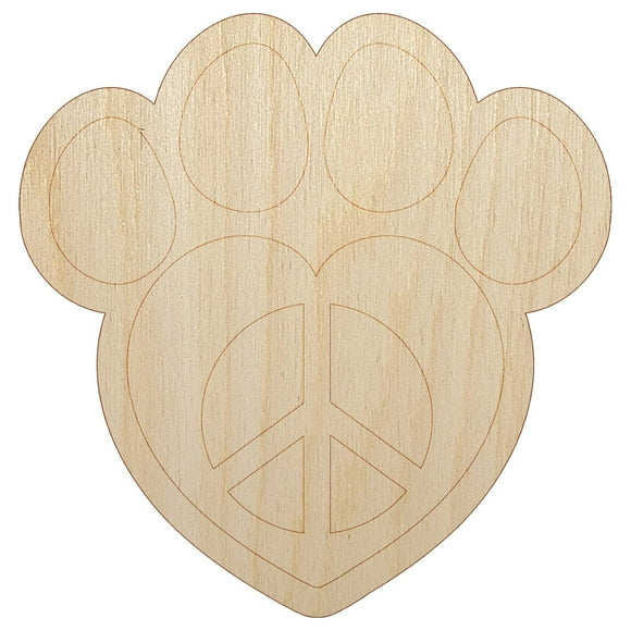 Paw Print Dog Cat Heart Peace Sign Wood Shape Unfinished Piece Cutout Craft DIY Projects - 6.25 Inch Size - 1/4 Inch Thick