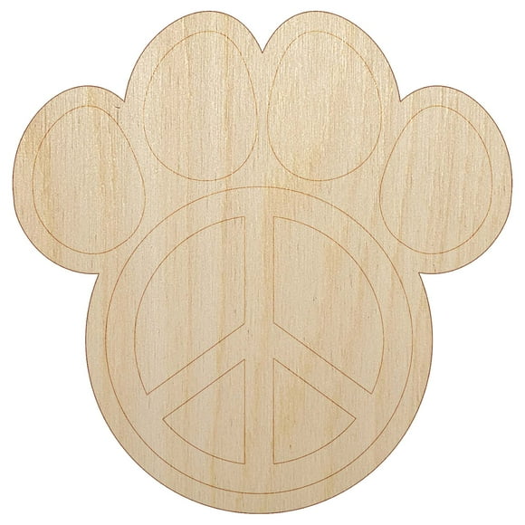 Paw Print Dog Cat Peace Sign Wood Shape Unfinished Piece Cutout Craft DIY Projects - 4.70 Inch Size - 1/8 Inch Thick