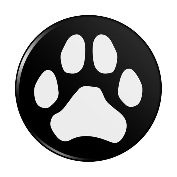 Paw Print Dog Cat White on Black Kitchen Refrigerator Locker Button Magnet