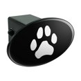 thumbnail image 1 of Paw Print Dog Cat White on Black Oval Tow Trailer Hitch Cover Plug Insert, 1 of 4