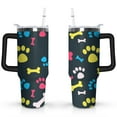 thumbnail image 1 of Paw Print Dog Lovers Tumbler 40oz - Vacuum Insulated Coffee Cup with Handle & Straw- Cute Gift for Female Dog Owners, 1 of 7