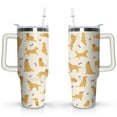 thumbnail image 1 of Paw Print Dog Lovers Tumbler 40oz - Vacuum Insulated Coffee Cup with Handle & Straw- Cute Gift for Female Dog Owners, 1 of 7