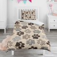 thumbnail image 1 of Paw Print Duvet Cover and Pillowcase Set for Single Bedding, Bedroom Accessories for Kids Teens, 1 of 5