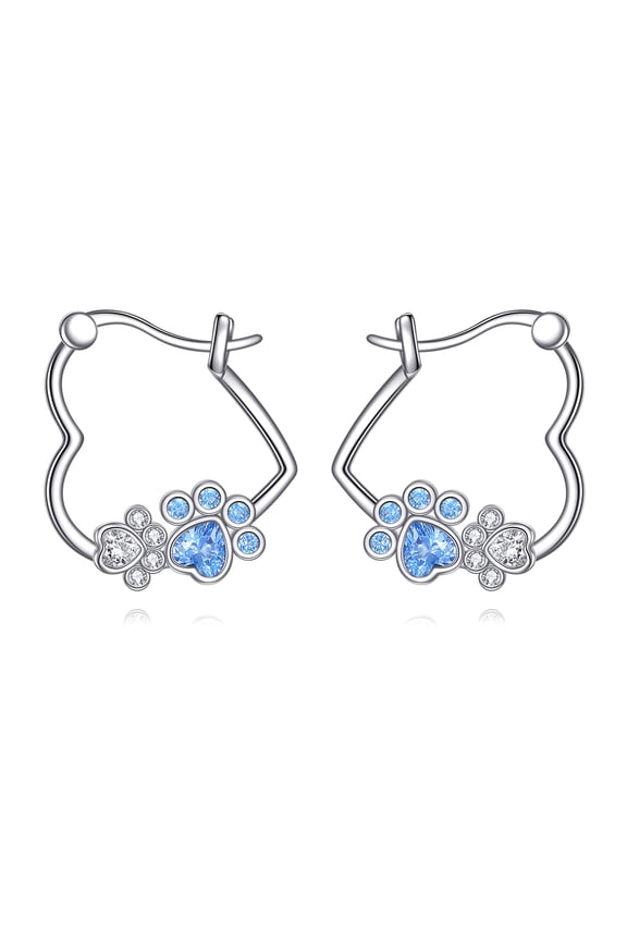 Paw Print Earrings for Women 925 Sterling Silver Dog Paw Hoop Earrings Cute Animal Jewelry Gifts for Women