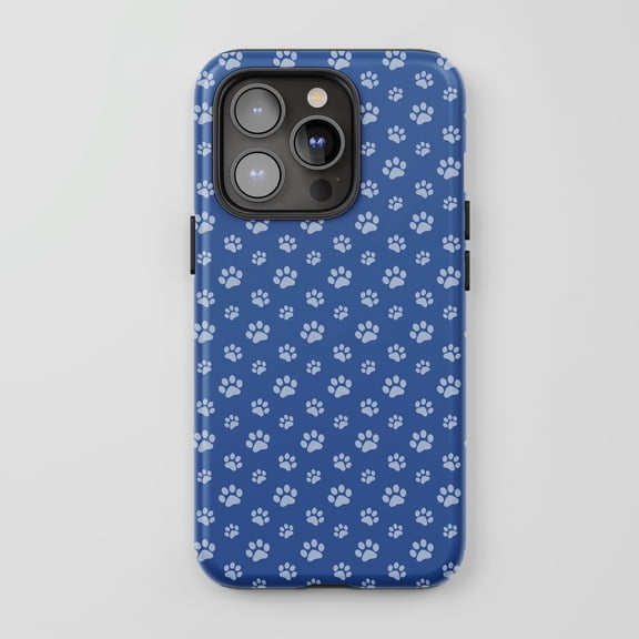 Paw Print For All iPhone Series Tough Phone Case Cute Animal Theme Blue